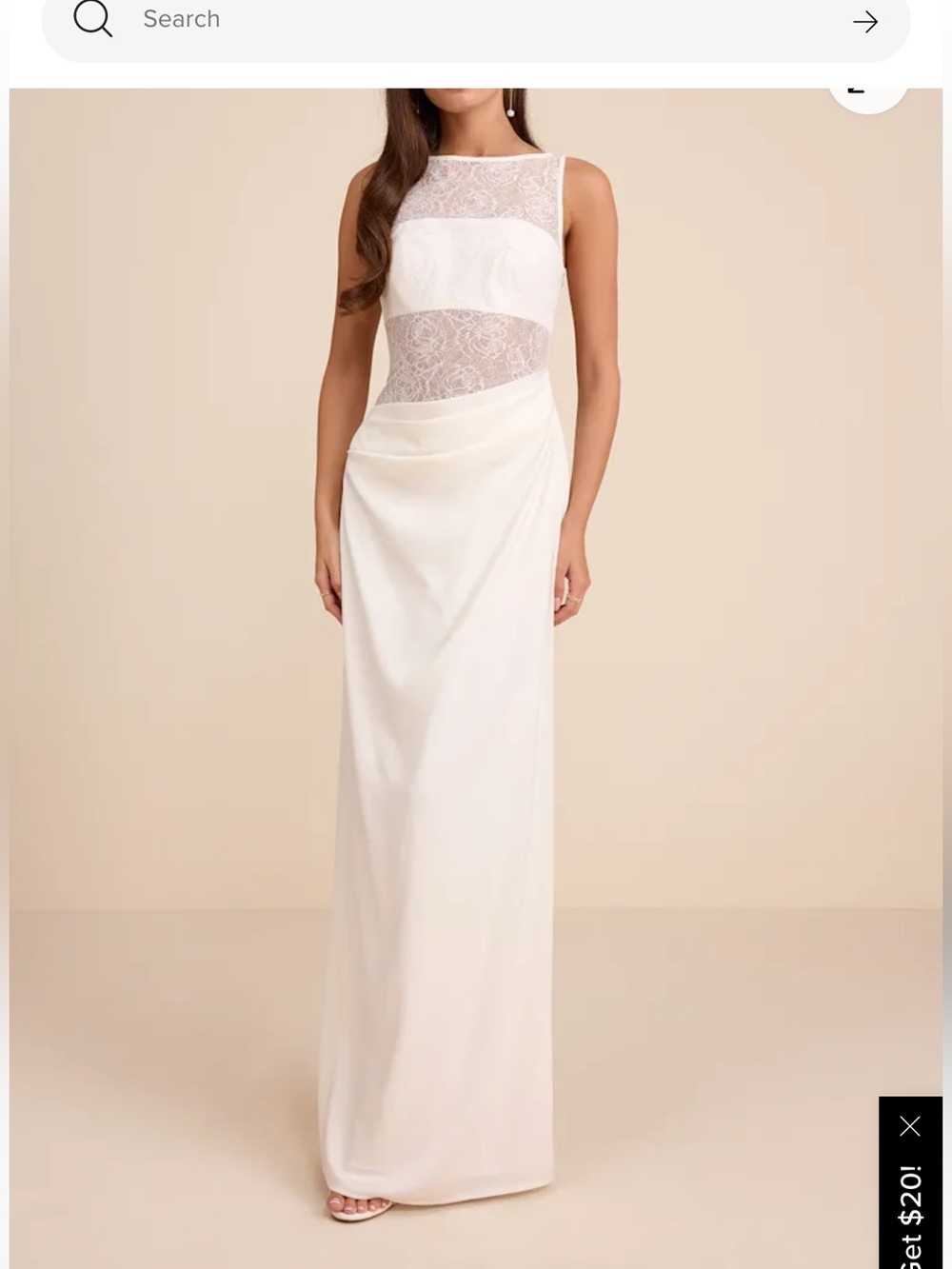 Lulu's White Sheer Lace Mixed Media Maxi Dress